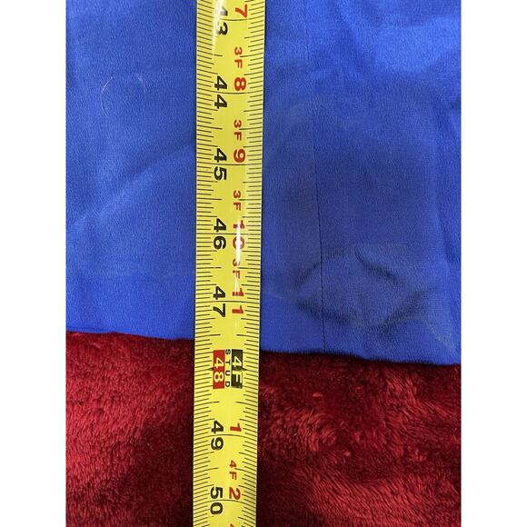 Patrick Petite Collection Size 14 Blue Midi Silk Front Slit Short Sleeve Dress - Picture 16 of 16